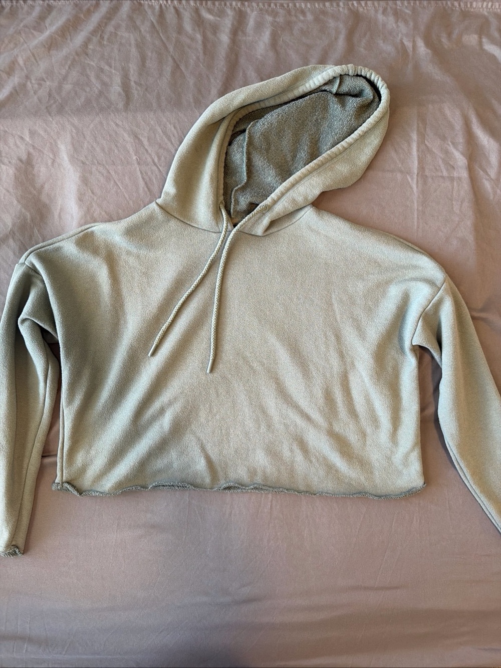 aerie Cropped Hooded Sweatshirt in Green